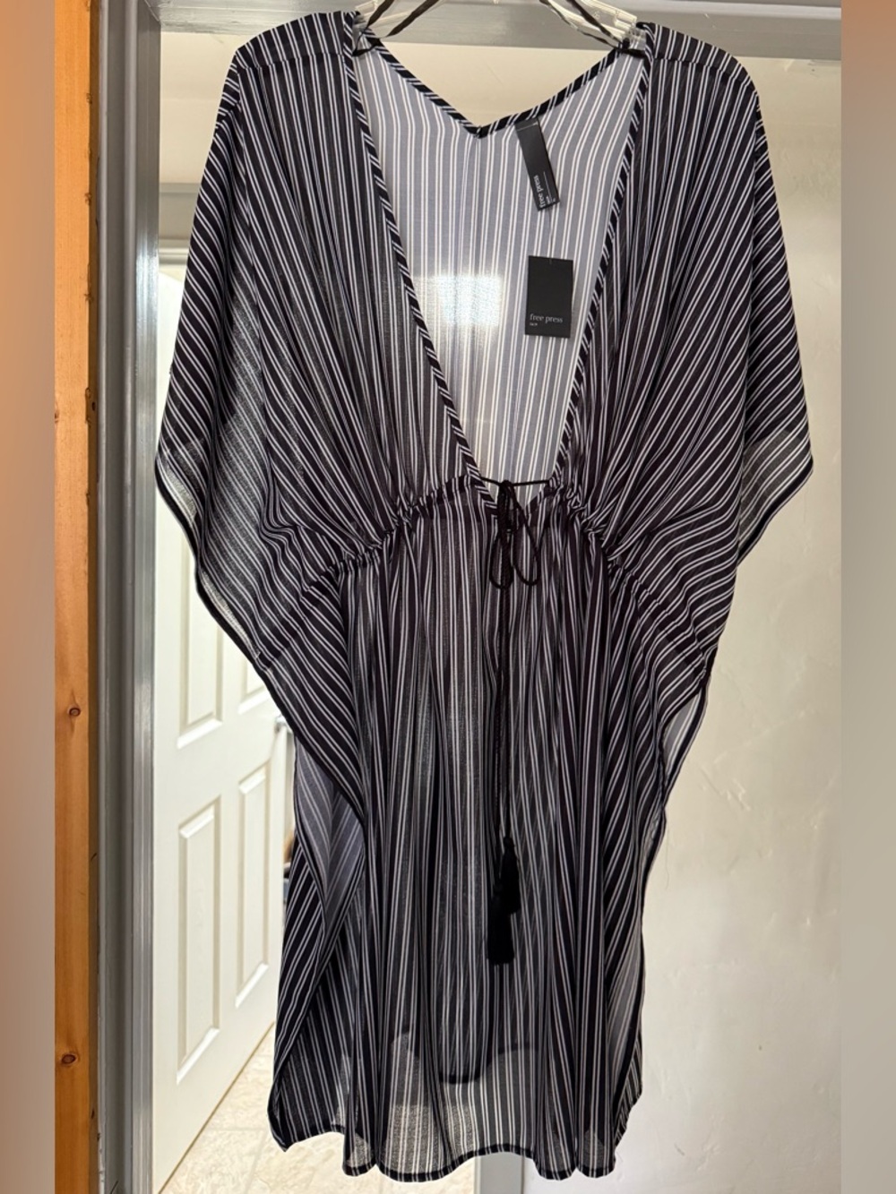 free press Black & White Striped V-Neck Tunic